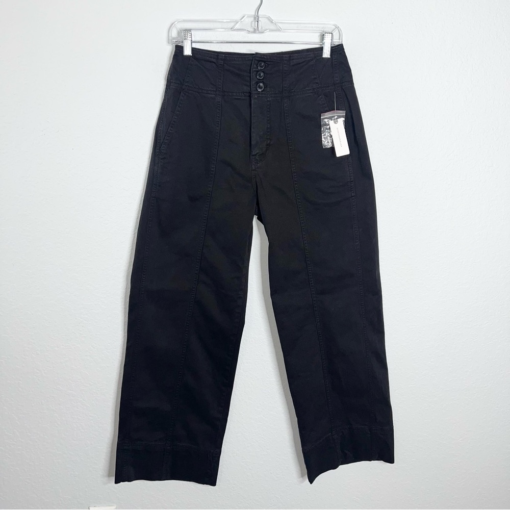 Anthropologie Pilcro Wide Leg Flared Pant Women’s Size 27 Black High Rise CL - Picture 3 of 12